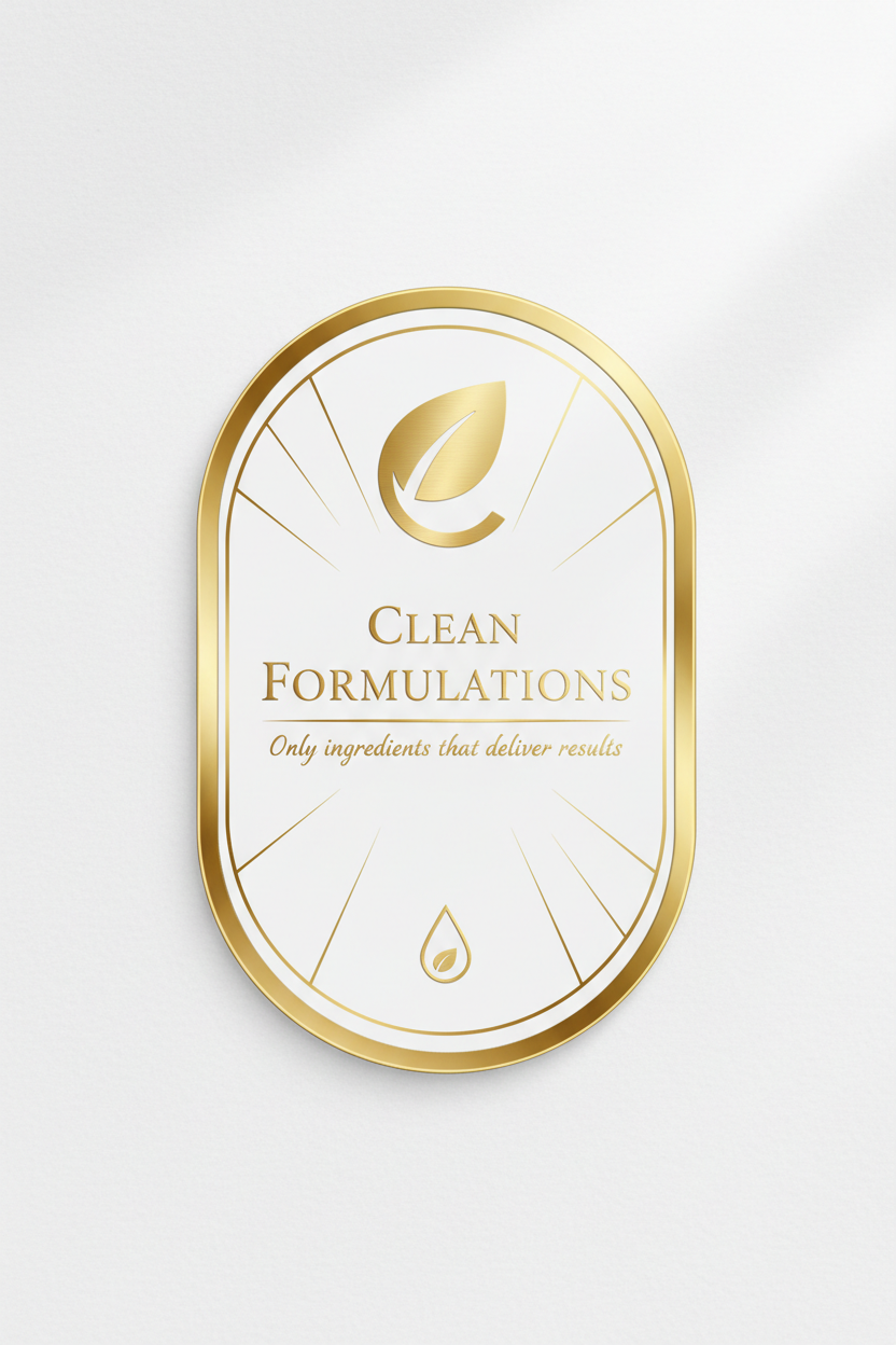 Clean formulations badge with description